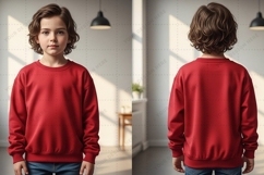 Red kids sweatshirt T-shirt Mockup Design Product Image 1