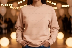 Blush pink crew neck sweatshirt mockup Product Image 1