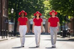 Red with models T-shirt Mockup Design Product Image 1