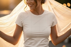 Casual white t-shirt for women mockup Product Image 1