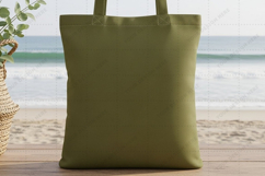 Olive green tote bag mockup Product Image 1