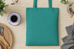 Eco-friendly teal tote bag mockup Product Image 1