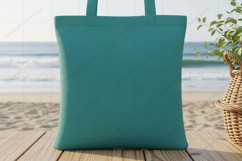 Eco-friendly teal tote bag mockup Product Image 1