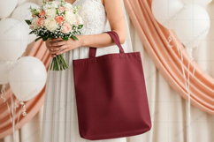Elegant burgundy tote bag for special occasions mockup Product Image 1
