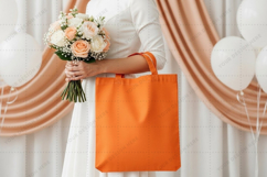 Bright orange tote bag for special occasions mockup Product Image 1