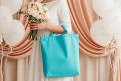 Elegant blue tote bag for special occasions mockup Product Image 1