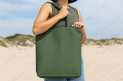 Green tote bag mockup design Product Image 1