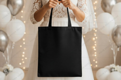 Elegant black tote bag mockup design Product Image 1