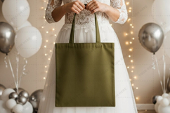 Elegant olive green tote bag mockup Product Image 1