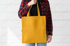 Bright yellow tote bag mockup design Product Image 1