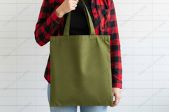 Olive green tote bag mockup Product Image 1
