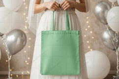 Green tote bag mockup for celebrations mockup Product Image 1