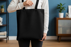 Black tote bag mockup design Product Image 1