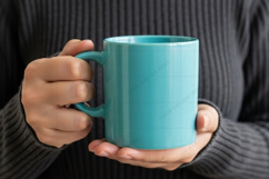 Turquoise ceramic mug with textured mockup design Product Image 1