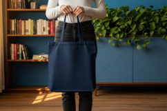 Stylish navy blue tote bag mockup design Product Image 1