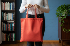 Stylish red tote bag mockup design Product Image 1