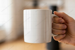 Elegant white ceramic mug with textured mockup design Product Image 1