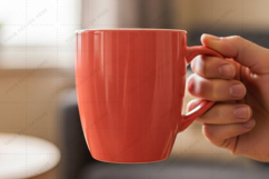 Bright orange ceramic mug mockup Product Image 1