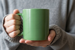 Green ceramic mug - cozy and warm mug mockup Product Image 1