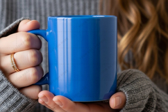 Blue ceramic mug - perfect for your morning coffee mockup Product Image 1