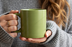 Elegant green ceramic mug mockup Product Image 1