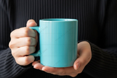 Turquoise ceramic mug with textured mockup design Product Image 1