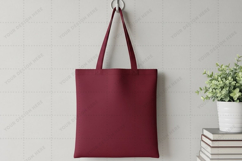 Elegant burgundy tote bag mockup design Product Image 1