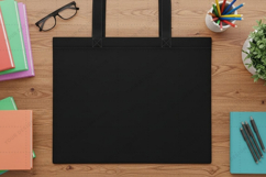 Minimalist black tote bag mockup Product Image 1