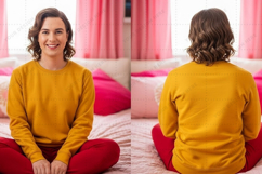 Comfortable yellow sweatshirt for women T-shirt Mockup Desig Product Image 1