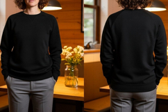 Black crew neck T-shirt Mockup Design Product Image 1