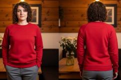 Red crew neck sweatshirt T-shirt Mockup Design Product Image 1