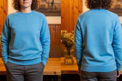 Men's light blue crew neck sweatshirt T-shirt Mockup Design Product Image 1