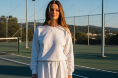 Women's tennis sweatshirt and skirt set mockup Product Image 1