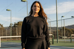 Black t-shirt mockup design on tennis court mockup Product Image 1