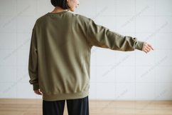 Olive green oversized sweatshirt mockup Product Image 1