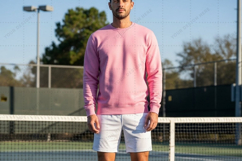 Men's pink sweatshirt for tennis mockup Product Image 1