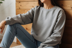 Casual grey sweatshirt t-shirt mockup design Product Image 1