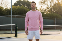Men's pink long-sleeve tennis t-shirt mockup Product Image 1
