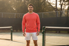 Red long-sleeve t-shirt for tennis enthusiasts mockup Product Image 1