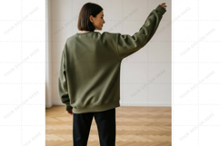 Olive green oversized sweatshirt mockup Product Image 1