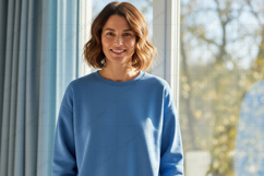 Blue crew neck sweatshirt mockup design Product Image 1