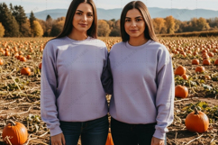Lavender long sleeve t-shirt mockup in pumpkin patch mockup Product Image 1