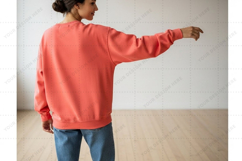 Women's coral pink oversized sweatshirt mockup Product Image 1