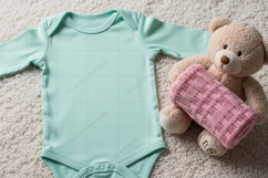 Baby onesie and teddy bear set mockup Product Image 1