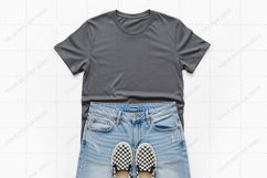 Casual t-shirt and jeans outfit mockup Product Image 1