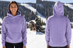 Lilac hooded sweatshirt for women t-shirt mockup design Product Image 1