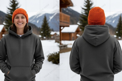 Unisex hooded sweatshirt in cozy gray t-shirt mockup design Product Image 1
