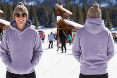 Lilac hooded sweatshirt for women t-shirt mockup design Product Image 1