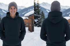 Unisex dark grey hoodie with pockets t-shirt mockup design Product Image 1