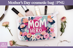 Mom Hero Floral Cosmetic Bag Mothers day makeup bag Product Image 1